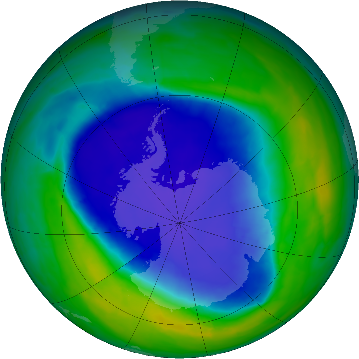 Antarctic ozone map for 10 November 2015
